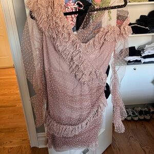 Elegant Ruffled Polka Dot Dress